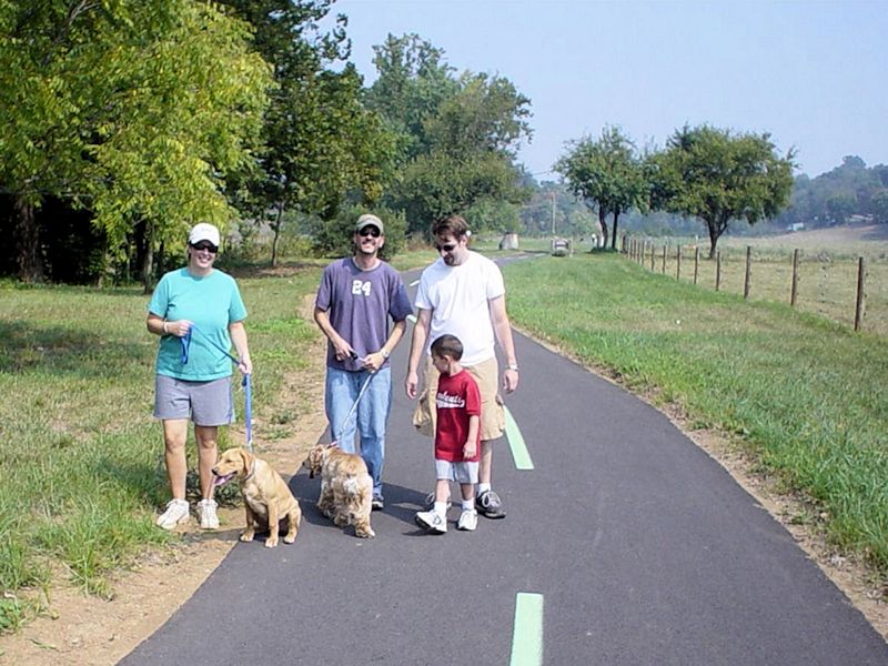 Family Walking the greenway