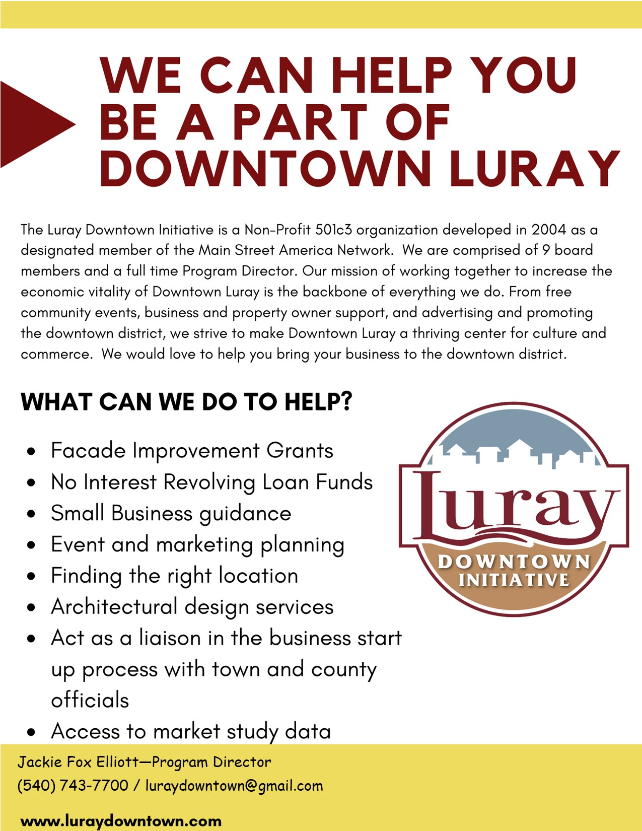 Be part of downtown Luray